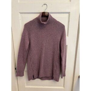 Garnet Hill Womens Purple 100% Cashmere Mock Neck Cable Knit Sweater Size Medium